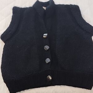 Black Button-Up Knit Vest